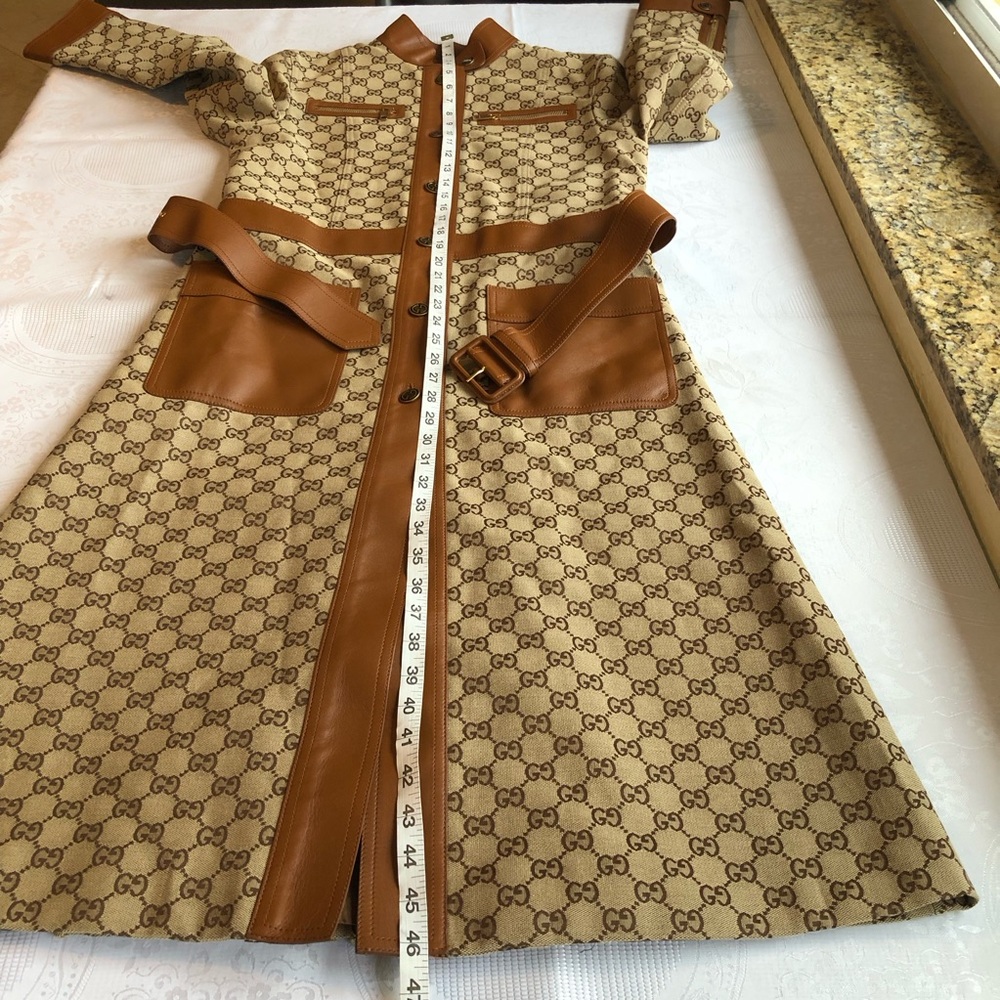 Gucci Canvas/Leather GG Classic Trench Coat Beige/Ebony Women's Size 40(M) - Picture 8 of 16